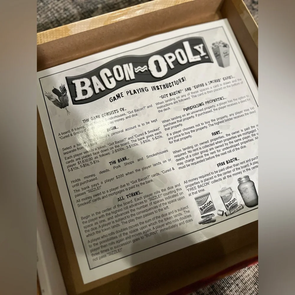 Bacon-opoly board game EUC